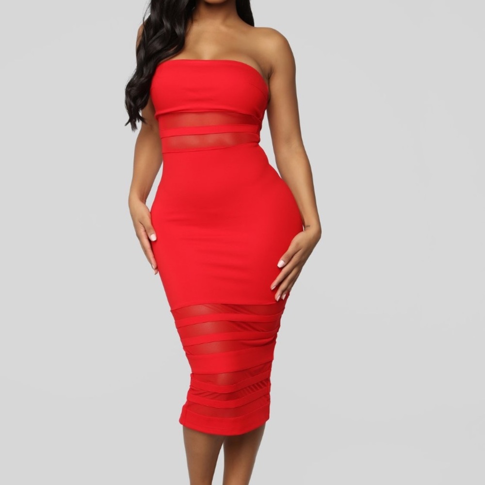 Red tube Midi dress💃🏻